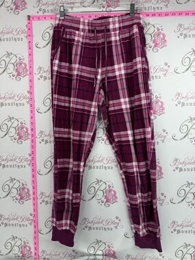 Nautica pants fleece plaid striped Pink and White Plaid Lounge Pants